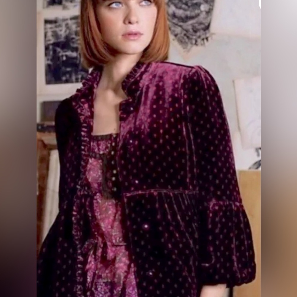 Elevenses Deep Red Velvet Blazer